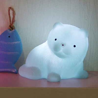 Blue Cat Животные ночные светильники мультфильм батарея работает СВЕТОДИОДНЫЙ ночник для романтического домашнего стола спальни декоративные детские подарки на день рождения - Испускаемый цвет: Blue Cat