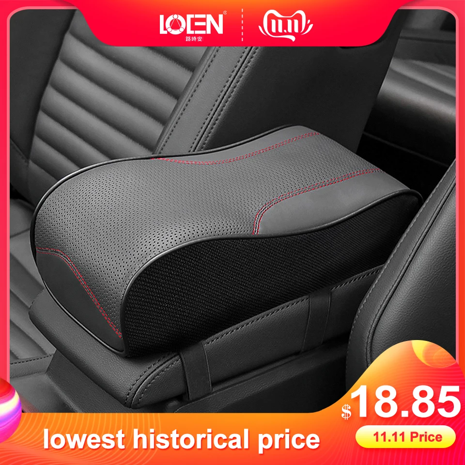 Online Echtes Leder 1PCS Memory Foam Car Center Konsole Kissen Armlehne Abdeckung Auto Sitz Arm Rest Pad Flachs Universal Auto zubehör