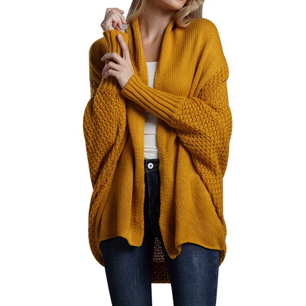 

LITTHING Autumn Winter Batwing Sleeve Knitwear Cardigan Women Large Size Knitted Sweater Cardigan Female Elegant Jumper Coat