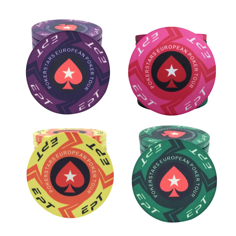 60шт EPT керамические фишки для покера европейские фишки для покера Нет-деноминации 39*3,3мм 10г 60P набор фишек для покера