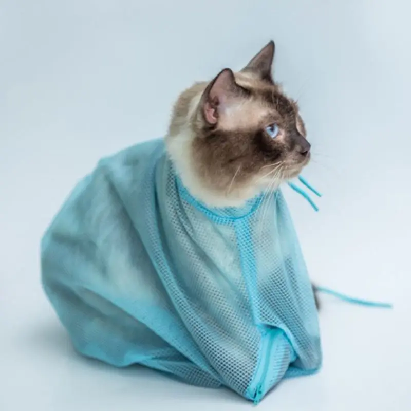 Сумка для груминга кошек кошка удерживающая Регулируемая сумка моющая душевая Сетчатая Сумка для ванны