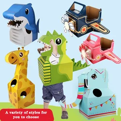 Bricolage de modèle tridimensionnel pour enfants, assemblage de dinosaures, graffiti, jouet, accessoires de performance en carton peint portable 