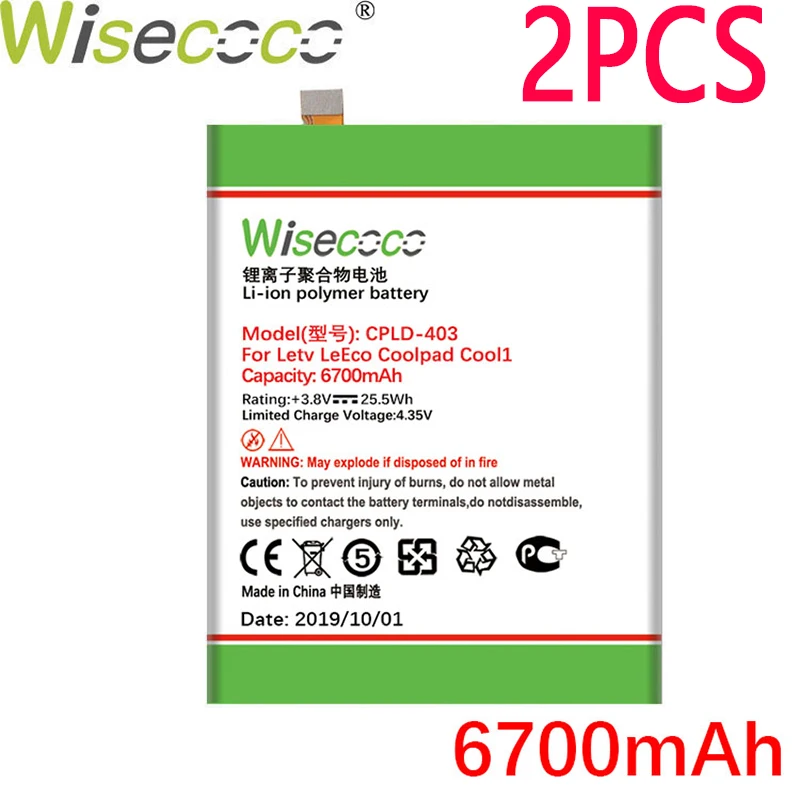 WISECOCO 2 шт 6700 мАч CPLD-403 батарея для Letv LeEco Coolpad Cool1 Cool 1 Dual C106 C106-7 C106-9 мобильного телефона