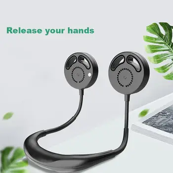 

Portable Leafless Fan USB Rechargeable Neckband Lazy Neck Hanging Style Dual Cooling Fan Mini Hand Free Fan 310x190mm GK