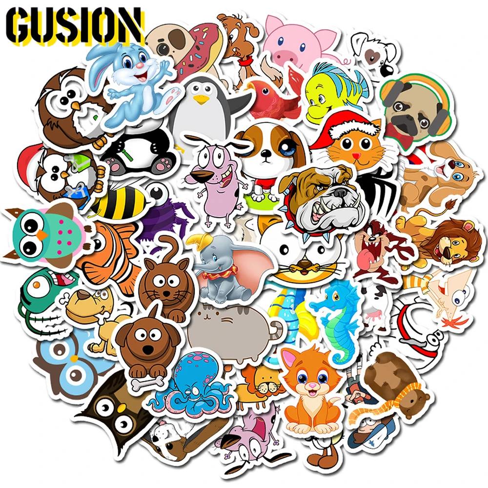 10 30 50 Pcs Pack Kartun Hewan Lucu Stiker Tahan Air Skateboard Gitar Bagasi Motor Lucu Graffiti Sticker Anak Anak Mainan Stiker AliExpress