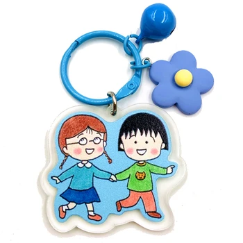 

Kawaii Cute Japanese Anime Chibi Maruko-chan Acrylic Keychain Cartoon Key Chain Pendant for Phone Airpods Case Bags Decor