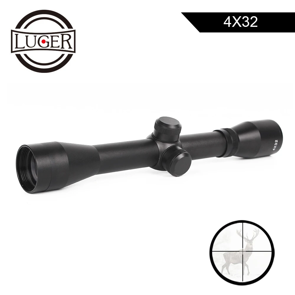 LUGER 4x32 тактический прицел одна трубка стекло двойной Перекрестие сетка охотничьи прицелы оптический прицел пневматические пистолеты прицел