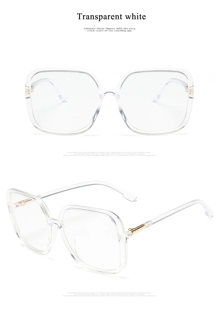 Модные прозрачные женские очки Роскошные негабаритные квадратные очки женские прозрачные очки для чтения оптические очки - Цвет оправы: Transparent White