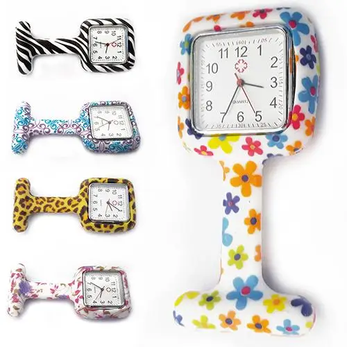 Relojes de bolsillo y Fob para mujer, pulsera de silicona cuadrada con broche de Clip, alfileres, movimiento de cuarzo de bolsillo, reloj de enfermera para mujer