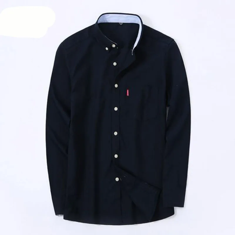 black Весенние повседневные однотонные рубашки ярких цветов Camisa, удобные дышащие однобортные рубашки из чистого хлопка Camisa - Цвет: black