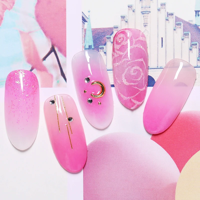 1 Pc Gradient Pencil Nail Art Brush Drawing Rhinestones Acrylic Pink Handle Painting Pen Nail UV Gel Tips DIY Nail Art Tool