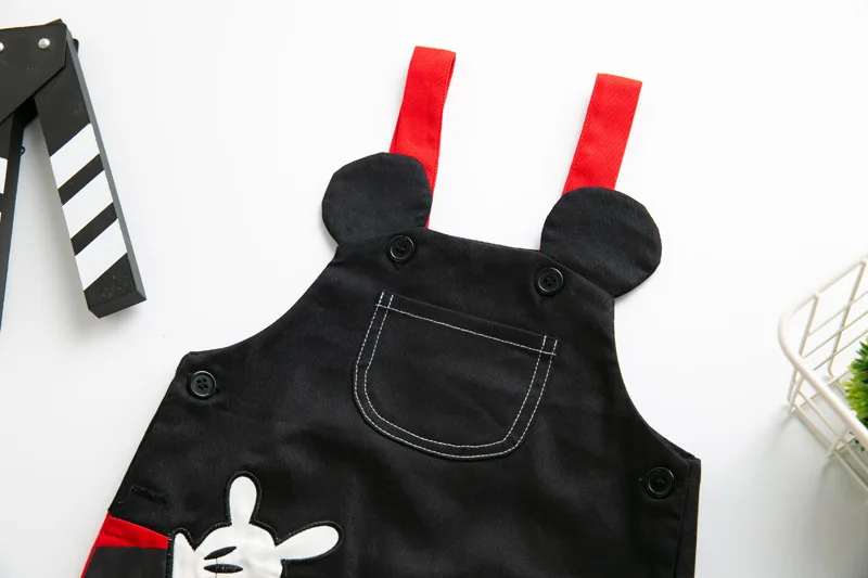 Ha Dad Home Cute Cartoon Men And Women CHILDREN'S Overalls Black And Red Stitching Adjustable Crawler