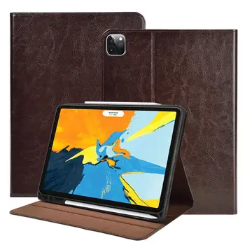 

For 2020 iPad Pro 12.9 Case Leather with Pen Slot 100% Anti-fall Tablet Protective Cover For iPad Pro 12.9 inch 2020 Smart Case