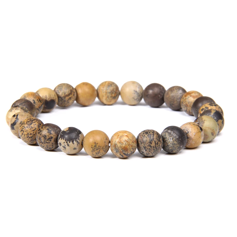 Minimalist 8MM Natural Bracelet for Women Men Tiger Eye Stripe Agates Snowflake Stone Beaded Bracelet Yoga Energy Men Jewelry