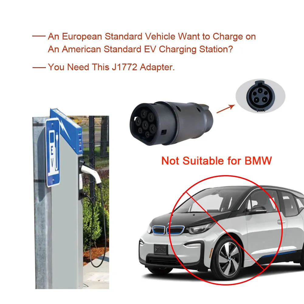 SAE J1772 адаптер EV автомобильное зарядное устройство charing concector тип 1-Тип 2 IEC 62196-2 адаптер электрическая зарядная станция транспортного средства