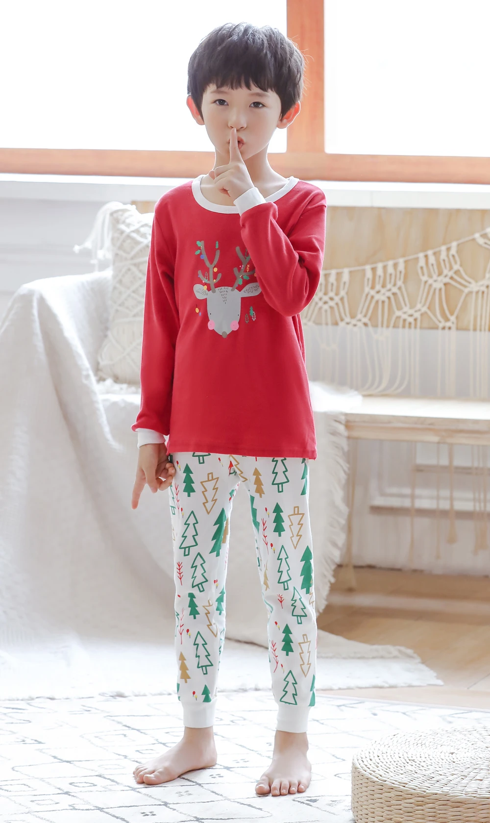 Детские пижамы, рождественские комплекты, одежда для сна для мальчиков, детский пижамный комплект, хлопковые рождественские пижамы с рисунком для маленьких девочек на весну