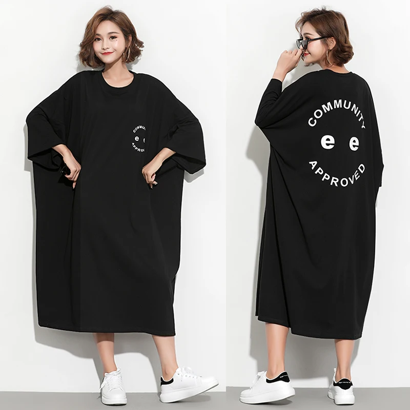

2019 Women's T-Shirt Summer Dress Large Size Women Clothing Batwing Sleeve 5XL 6XL Oversized Plus Size Loose Casual Long Dresses
