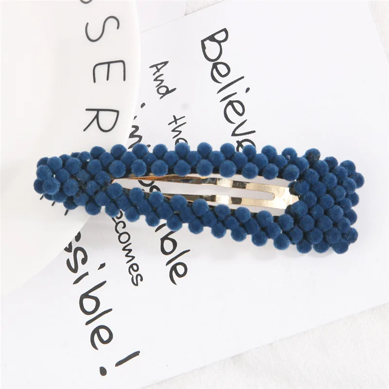 Waterdrop Navy M MISM флокированные зимние заколки для волос для женщин, капли воды, BB заколки для волос, заколки для волос для девочек, модные заколки для волос в горошек, набор аксессуаров для волос - Цвет: Waterdrop Navy