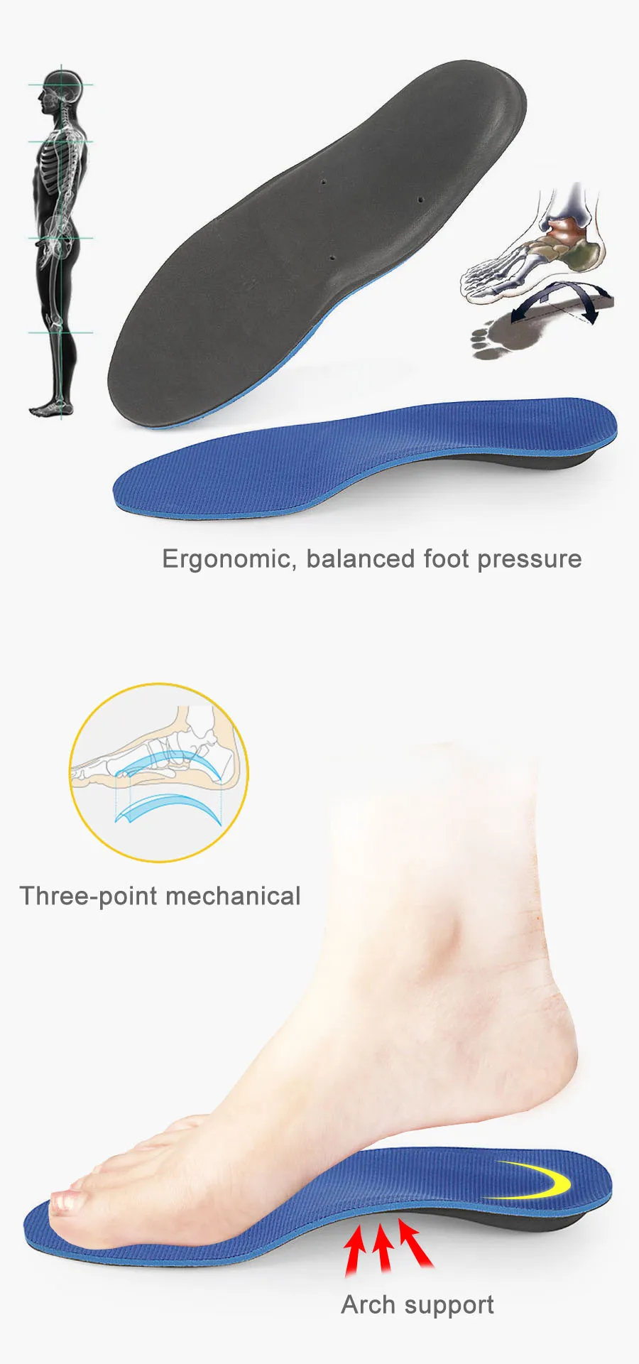 Insole стелька высокого арочного подошвенного фасцита ортопедическая Арка Поддержка мягкой плоской ноги боль в пятке пронация Мужская и женская обувь