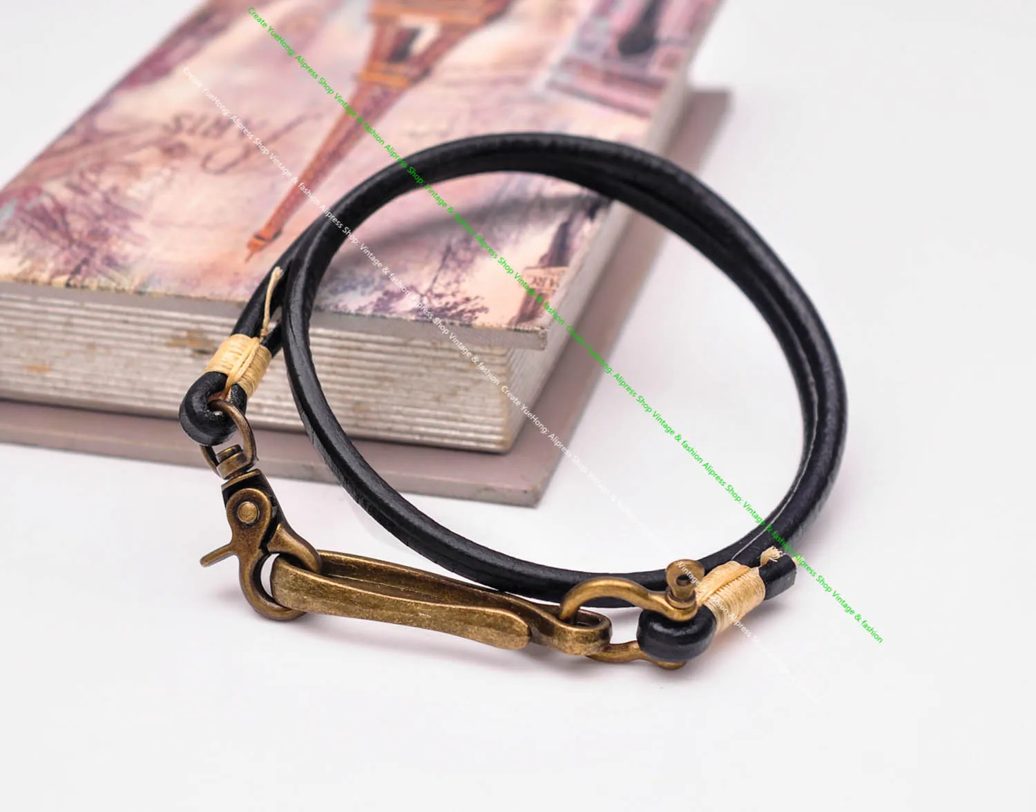 15-30 "lange handgemachte Punk Motorrad Trucker schwarz dickes Gemüse Rindsleder Schlüssel halter Jean Brieftasche Kette mit Messing Haken verschluss – Detail 8