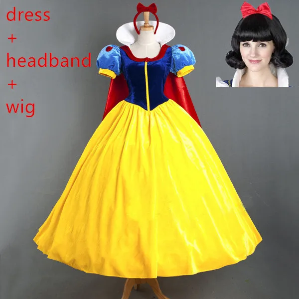 A-dress-3pcs Женское платье Белоснежки для взрослых, платье принцессы на выпускной день рождения, платье Золушки Белоснежки, карнавальный костюм принцессы, карнавальное платье - Цвет: A-dress-3pcs