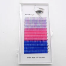 C/D локон 0,07/0,1 мм 8-15 мм накладные ресницы синий+ розовый красный+ Радужный ресницы Индивидуальный цвет ресниц Искусственные ресницы для наращивания