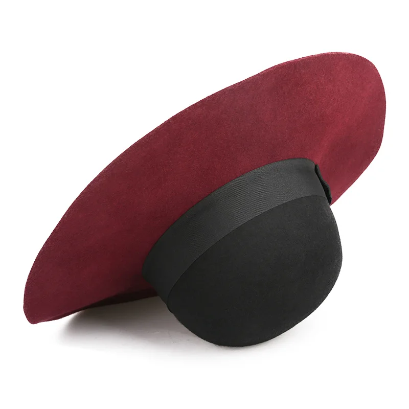 Sedancasesa Fashion Australian Wool Wide Brim Fedora Hats For Women Felt Hats Patchwork Floppy Hat for Girls Winter Female