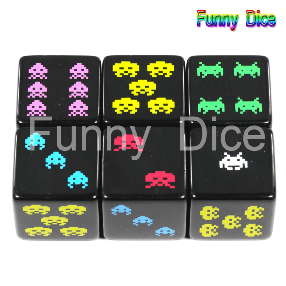 6 style for choose 18mm Digital D6 Dice Set 6pcs/set, Plastic 6 Sided Cube for Poker Card Game/Education Gambling,Board Game - Цвет: 04
