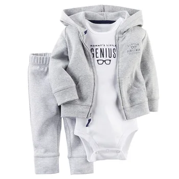 

2019 Autumn Baby Clothing Set Hoodie Jacket Romper Full Length Pant 3Pcs Infant costume Boys Outfit