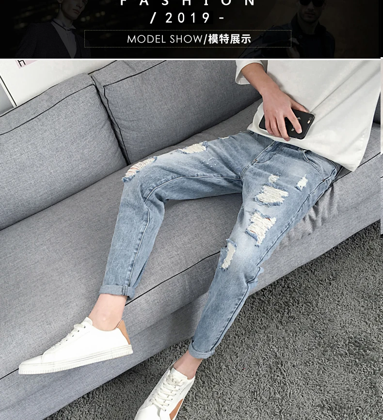 Модные джинсы мужские Байкер Мото стиль рваные и потёртые высококачественные облегающая Мужская джинсовая брюки плюс размер 28-36 брюки