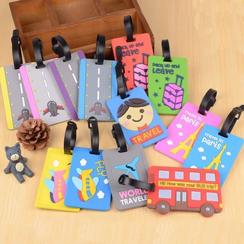 

Cartoon Letter Airplane Luggage Tags Portable Suitcase Holder ID Address Silica Gel Baggage Boarding Label Travel Accessories