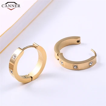 

Gold Color Small Hoop Earrings Stainless Steel Huggie Earings Zircon CZ Crystal Circle Earrings 2019 Fashion Punk Jewelry H40