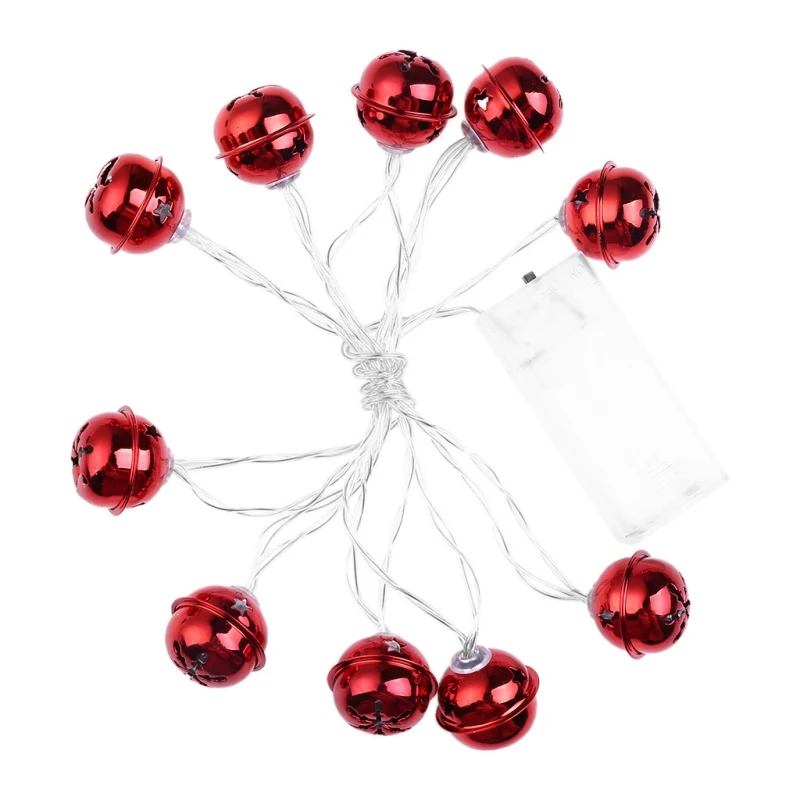 10 LED Red Metal Bell Light String Portable Household Decoration Light String Festive Party Supplies Festival Lantern