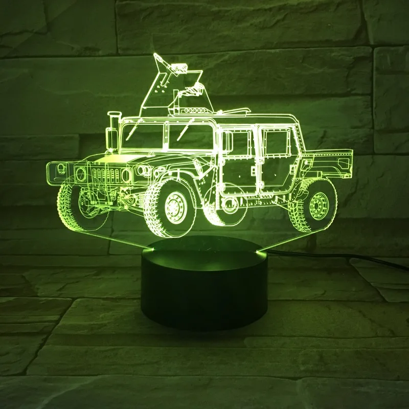 Бронированный автомобиль 3D лампа ночник светодиодный светильник многоцветная вспышка выцветает праздничный реквизит Рождественские подарки для детей мальчик
