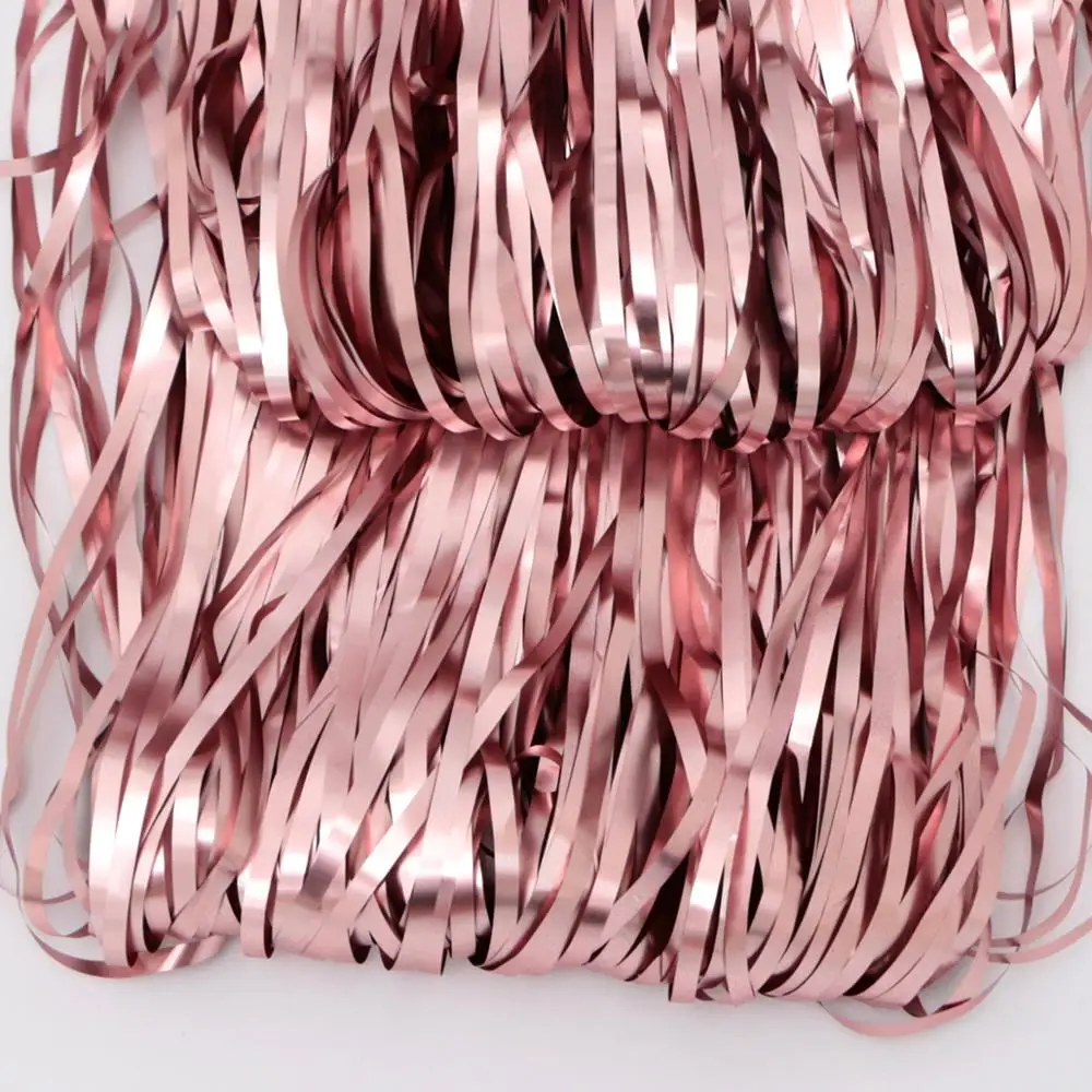 Rose Gold 1 шт. 1x2 м матовые розовые, золотые, серебряные металлическая бахрома из фольги Блестящий дождь занавес украшения для свадьбы и дня рождения фотографии фоновые принадлежности - Цвет: Rose Gold