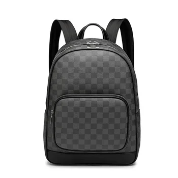 

Plaid PU Leather Backpack Laptop Satchel Travel School Bags for Teenagers Large Capacity Men Daypacks Travel Backpack