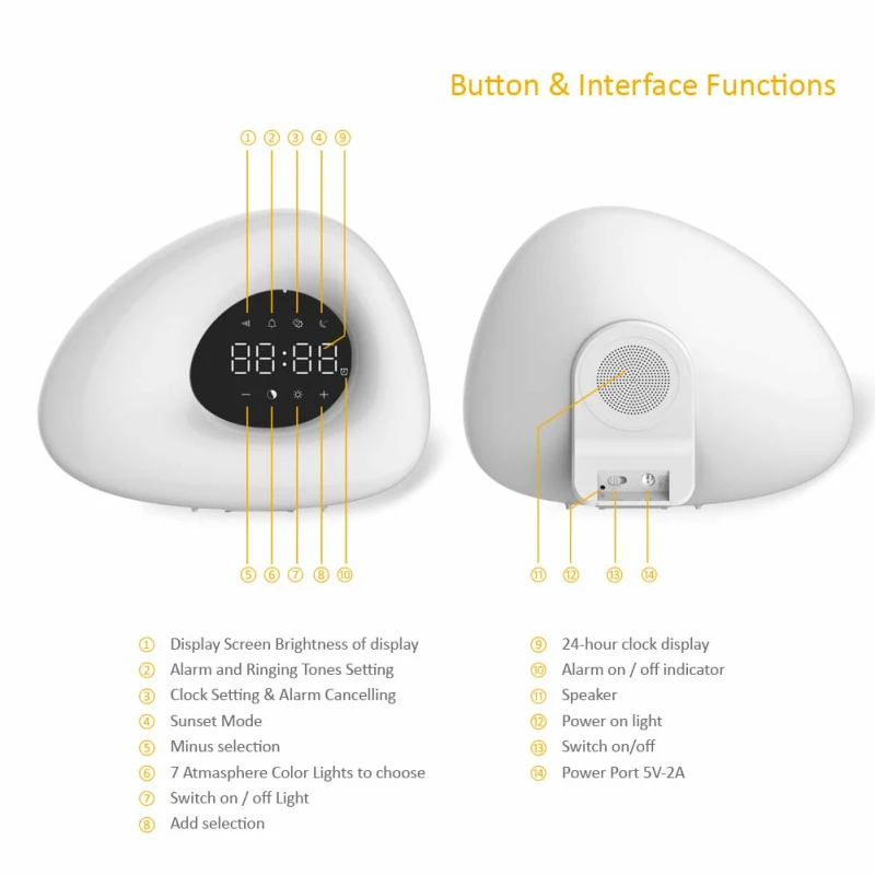 Будильник Sunrise Smart Wake Up будильник сенсорный светильник RGB 7 цветов Прямая поставка