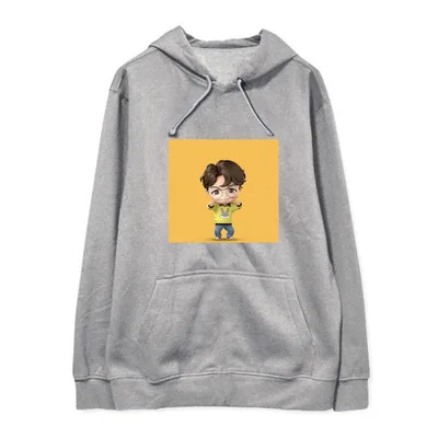Plus cashmereG-gray Kpop Bangtan мальчики JK RM Suga V Jhope Jin Jimin Q Версия Милая толстовка плюс бархат тонкие свободные мужчины и женщины весна и осень - Цвет: Plus cashmereG-gray