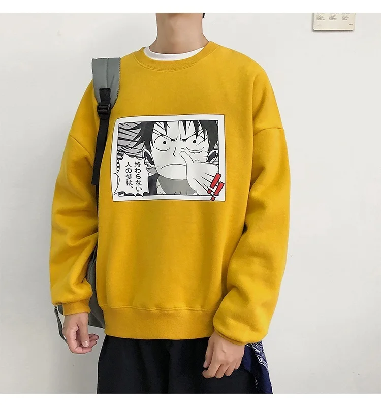 KUANGNAN аниме цельная толстовка мужская Японская уличная одежда Harajuku толстовки мужские хип-хоп толстовка 5XL осень Новинка