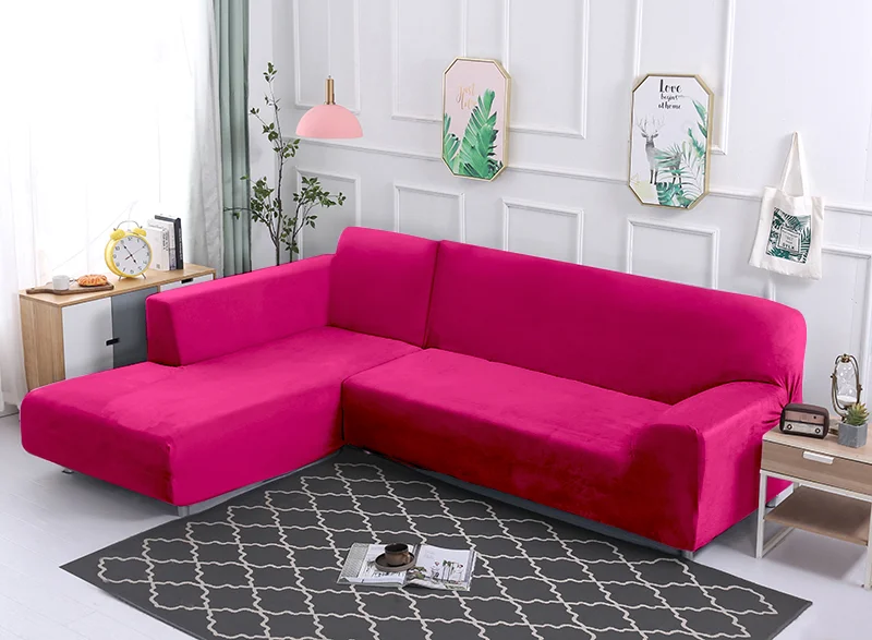 Velvet Plush L Shaped Sofa Cover 60 Chair And Sofa Covers