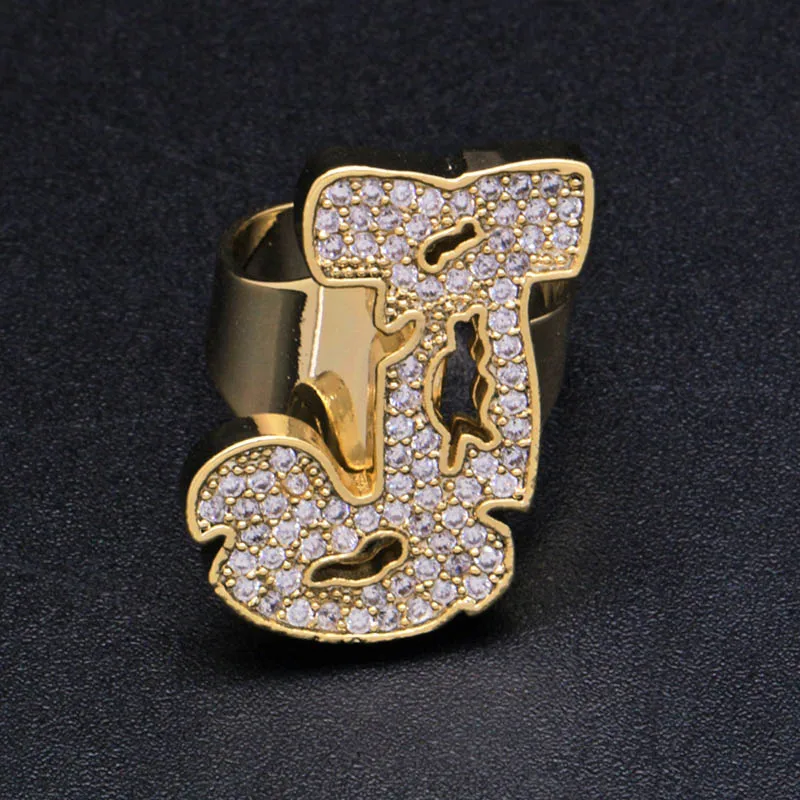 Хип-хоп AAA кубическая циркониевая подвеска Bling Iced Out Bubble кольцо с гравировкой Bling CZ кольца женские мужские Клубные рапперы ювелирные изделия регулируемый размер