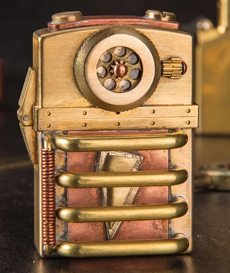 

GLT 260g 6.2*4.2*1.9cm Zip insert brass EDC handmade steampunk heavy kerosene lighter