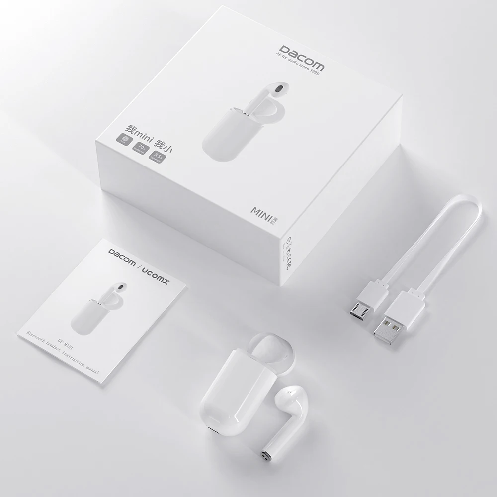DACOM мини беспроводные наушники Bluetooth 5,0 гарнитура с сенсорным управлением Hands Free вкладыши с зарядным устройством 20 шт./партия