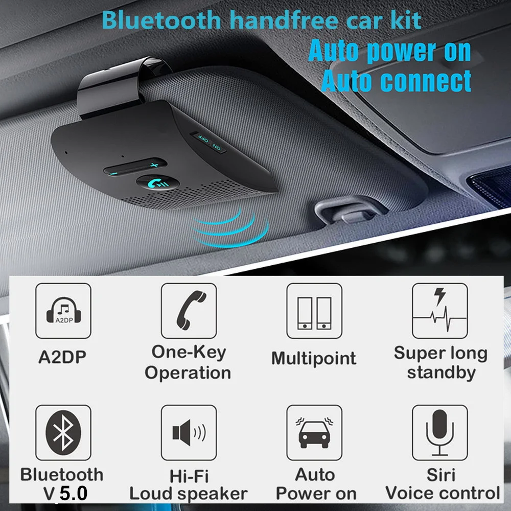 Car bluetooth handsfree kit sun visor wireless Speakerphone multi-point hands free speaker manos libres coche