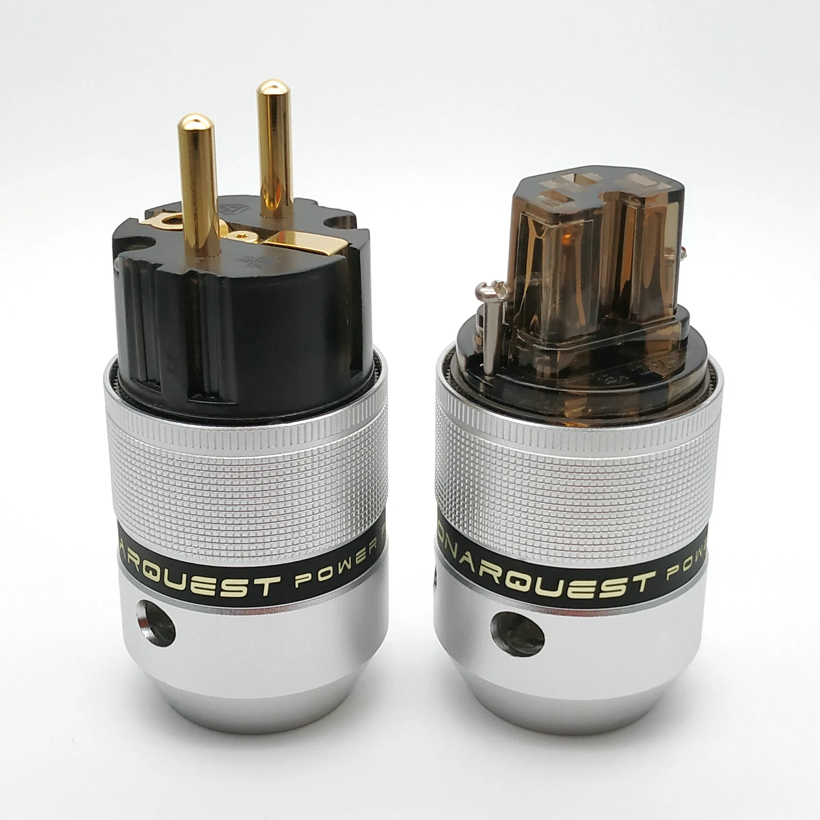 SONARQUEST Алюминий сплав E25-G(D) C25-G(D) Высококачественные золото покрытием; Большие европейские Schuko EU Мощность Plug& разъем IEC для Hi-Fi усилитель