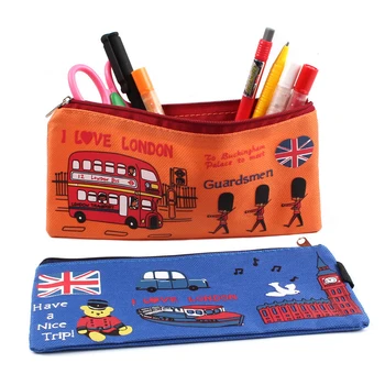 

Canvas Zipper Pencil Case Bag for School Student Kids Boy Girl - I LOVE LONDON