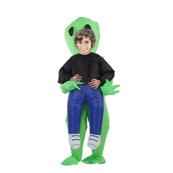

Halloween Costume For Women Men Inflatable Green Alien Cosplay children & Adult Funny Blow Up Pak Party Fancy Dress Party mask