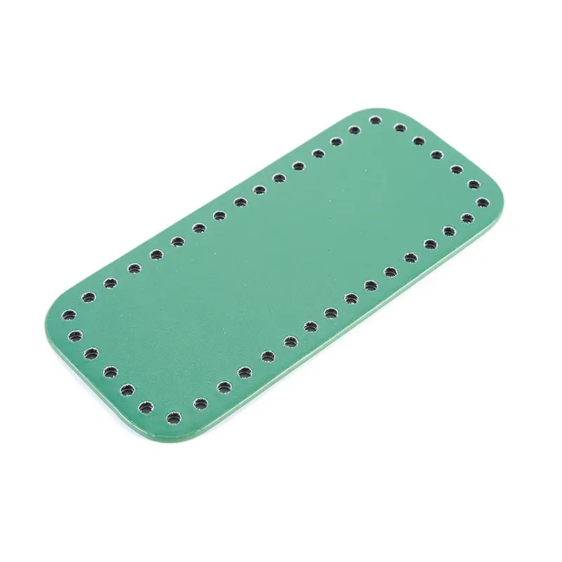 green Креативный горячий низ для вязания сумки PU лакированная кожаная сумка, аксессуары Прямоугольная нижняя часть с отверстиями Diy вязание мешок дно - Цвет: green