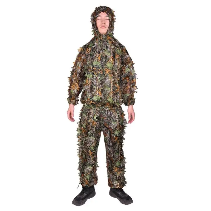 New Winter Ghillie Suits 3D Leaves Hunting Clothes Bionic Yowie sniper birdwatch airsoft Camouflage Clothing Jacket Pants