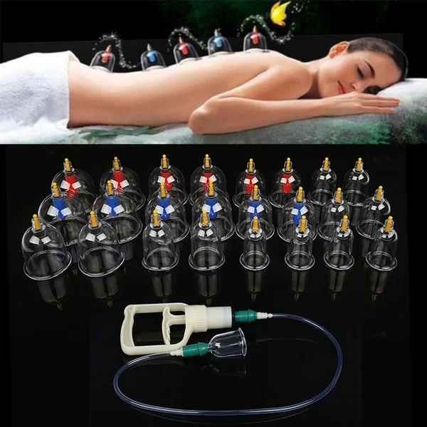 

Cheap 24 Pieces Cans Cups Chinese Vacuum Cupping Kit Pull Out A Vacuum Apparatus Therapy Relax Massagers Curve Suction Pumps